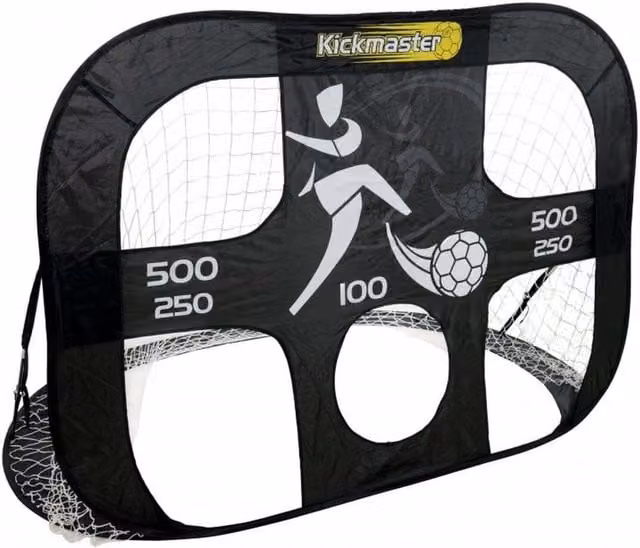 Kickmaster Large Foldable Quick-Up Goal Target Shot in Black and White