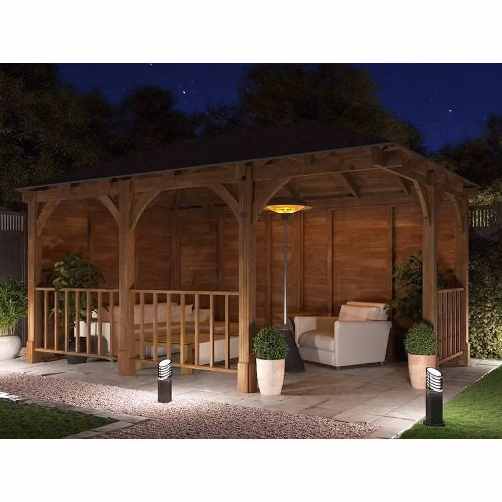 Dunster House Leviathan Corner Wooden Gazebo with Bitumen Shingles, Brown, W: 500 cm, D: 300 cm, H: 322 cm – 8