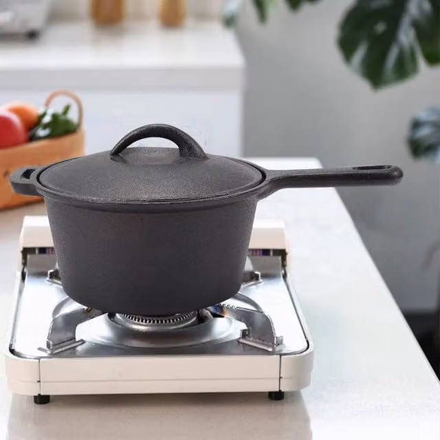 EONLION Non Stick Cast Iron Milk Pan and Saucepan in Black – 1