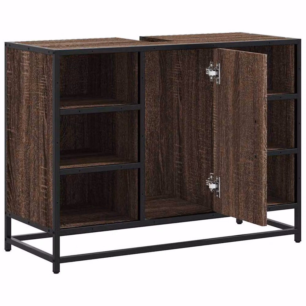Berkfield Home Brown Oak Bathroom Sink Cabinet W/D/H: 80 x 33 x 60 cm – 4