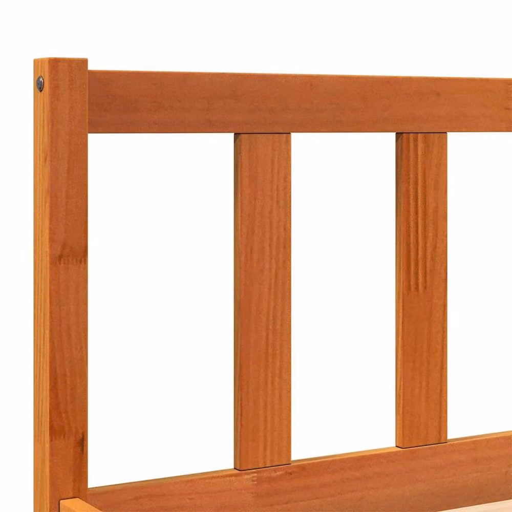 Berkfield Home Solid Pine Wood Bed Frame in Wax Brown, 200 x 200 cm – 3