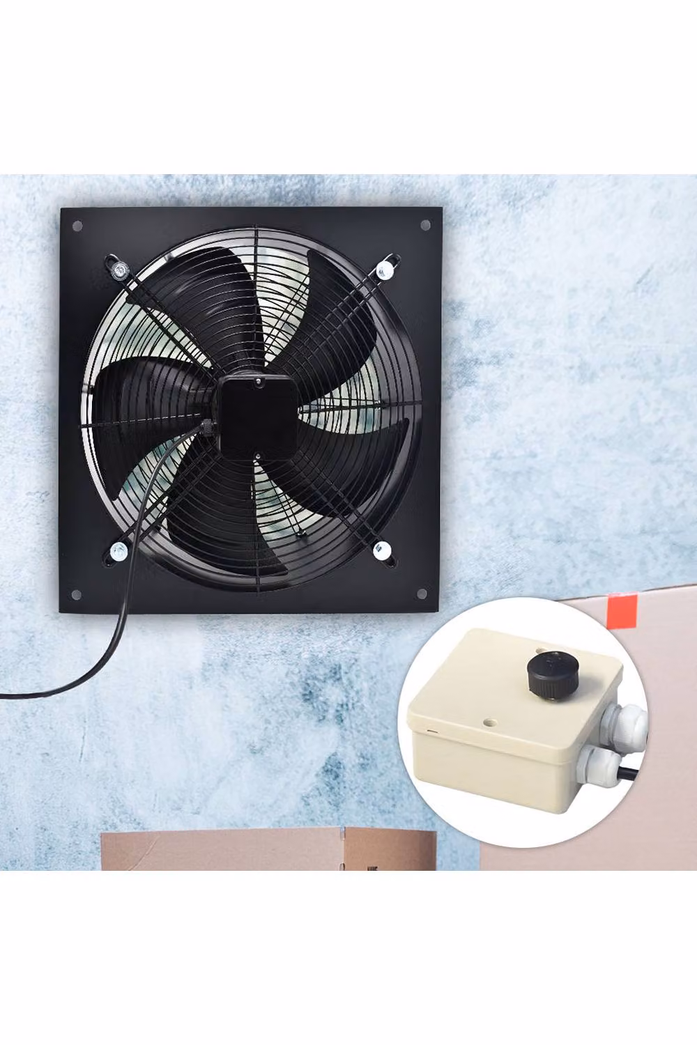 Living and Home Wall-Mounted Black Metal Axial Exhaust Fan 60.96 cm – 3