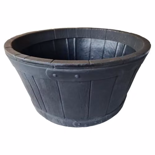 Strata Sankey GN653 Oakwood Barrel Planter, Brown, W: 49 cm, D: 49 cm, H: 24.5 cm – 1