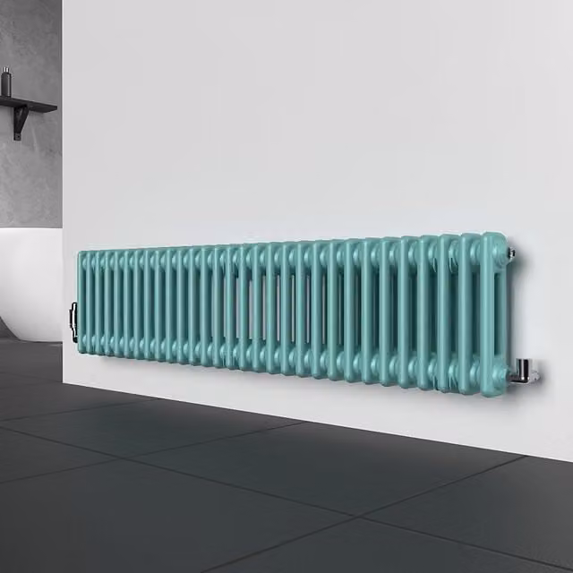 Lux Heat Horizontal Column Radiator in Light Aqua Green, W: 30.0 cm, H: 137.0 cm