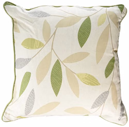 Fusion Green Floral Cotton Filled Cushion with Removable Cover, W/D/H: 43 x 43 x 43 cm