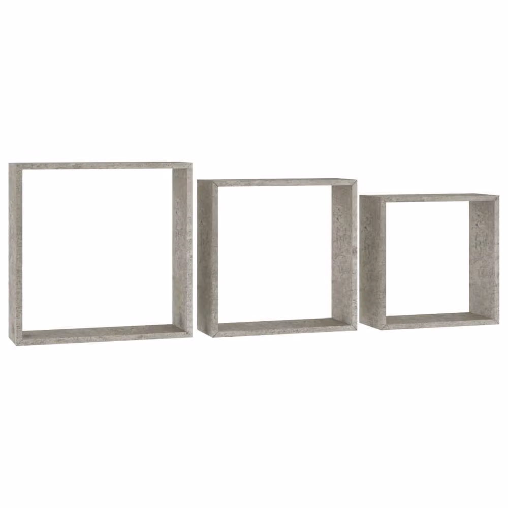 Berkfield Home Wall Mounted Cube Shelves, 3 Piece Set, Concrete Grey – 3