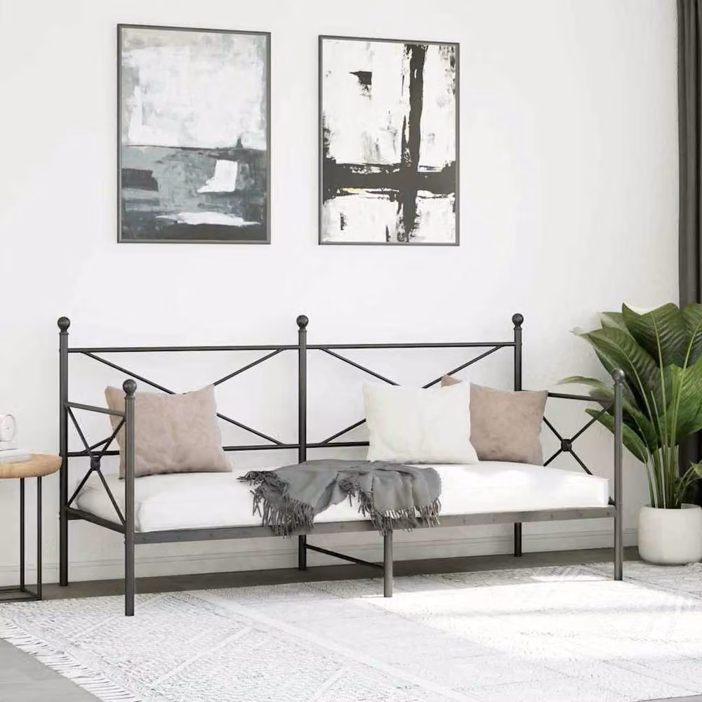 Berkfield Home Metal Day Bed in Black, W/D/H: 75 x 190 cm – 2
