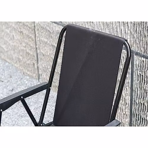 Gr8 Garden Set of 4 Black Folding Garden Chairs with Armrests and Textilene Fabric – 3