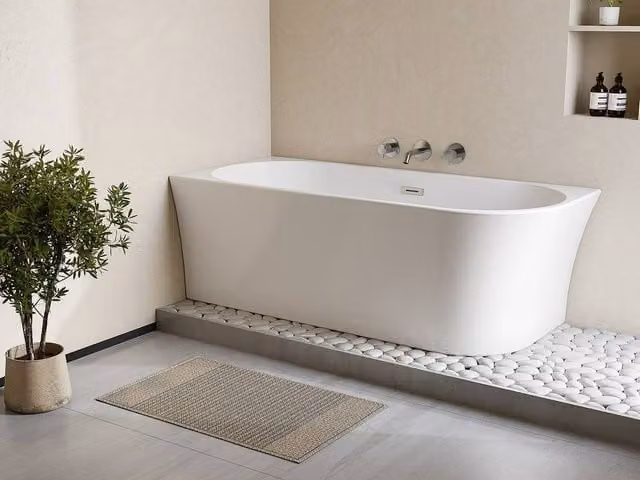 Vente-unique Ponticola Asymmetric Corner Bathtub, White Acrylic, Left-Handed, W/D/H: 170 x 75 x 59 cm