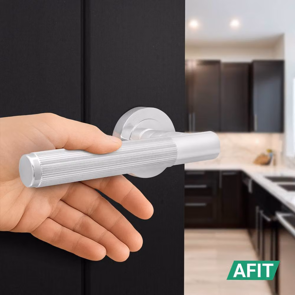 AFIT Polished Chrome Aluminium Door Handle and Latch Set in Silver – 4