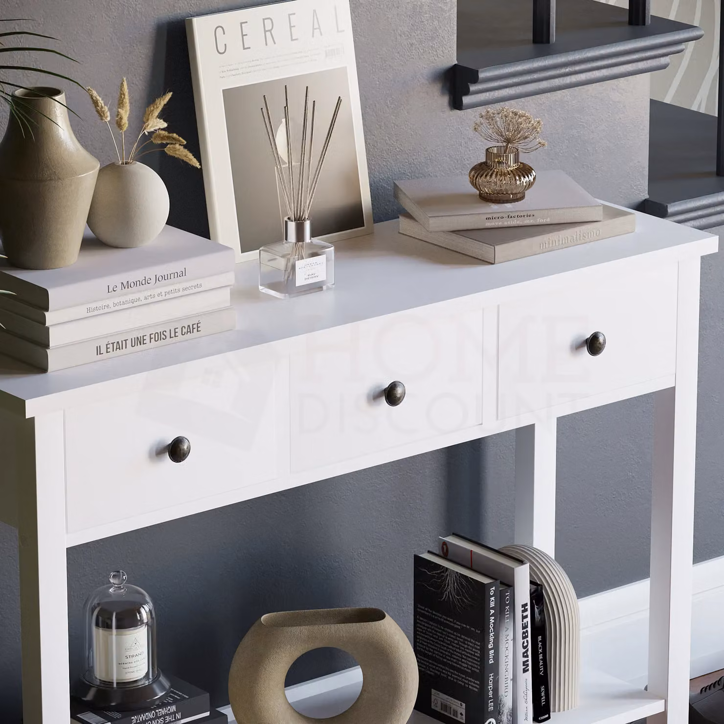 Vida Designs Windsor Wooden Console Table with Drawers in White – 4
