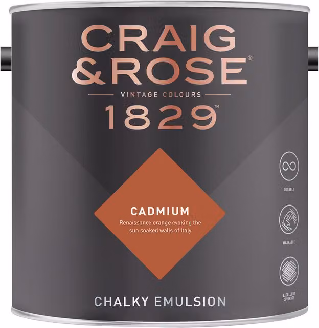 Craig and Rose Cadmium Orange Chalky Matt Water Based Emulsion