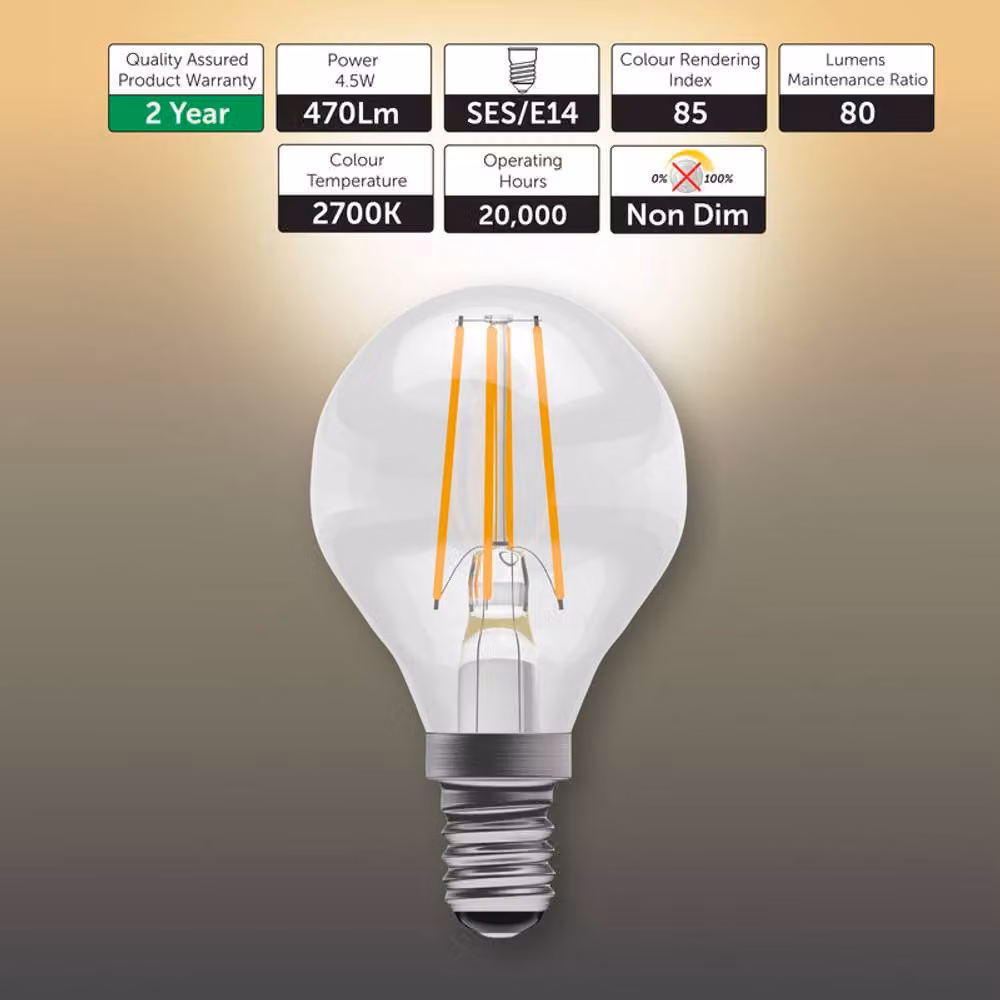 BELL Lighting E14 LED Filament Drop Bulb, Warm White, Transparent, Pack of 3 – 2