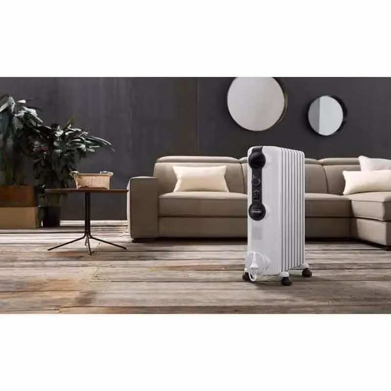 Delonghi 2kW Radia S Freestanding Oil Filled Metal Radiator - White – 2