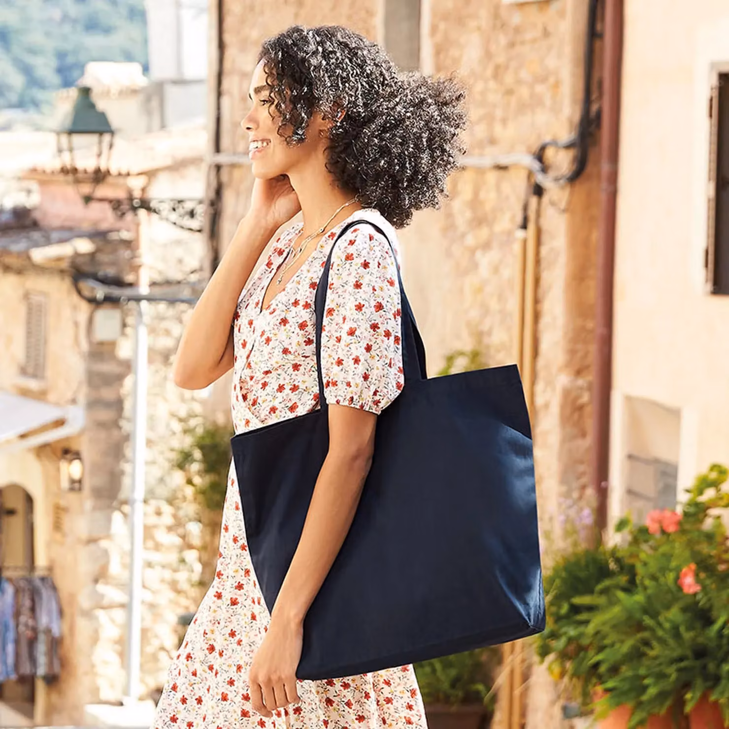 Westford Mill Premium Cotton Maxi Tote in Blue, W/D/H: 39.0 x 35.0 x 13.5 cm – 2