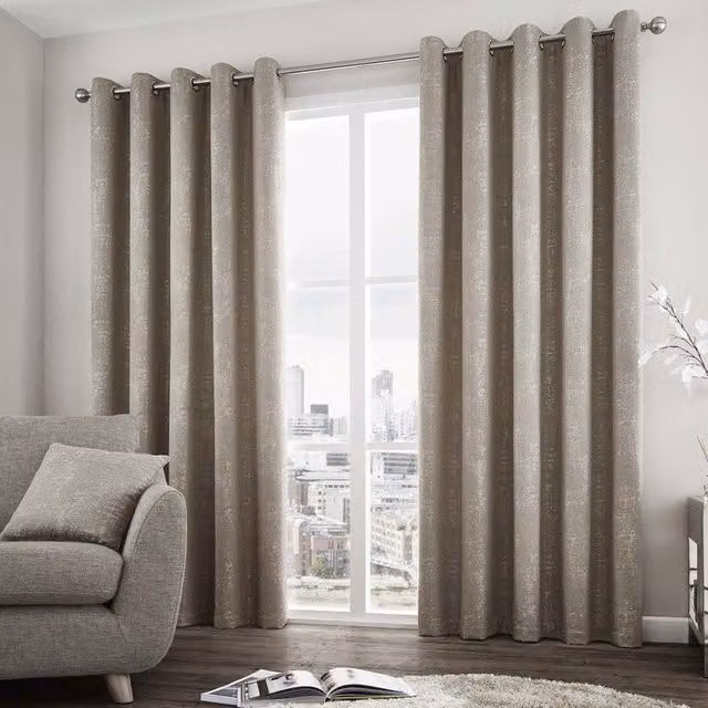 Terrys Solent Lined Ready Made Eyelet Curtains in Stone
