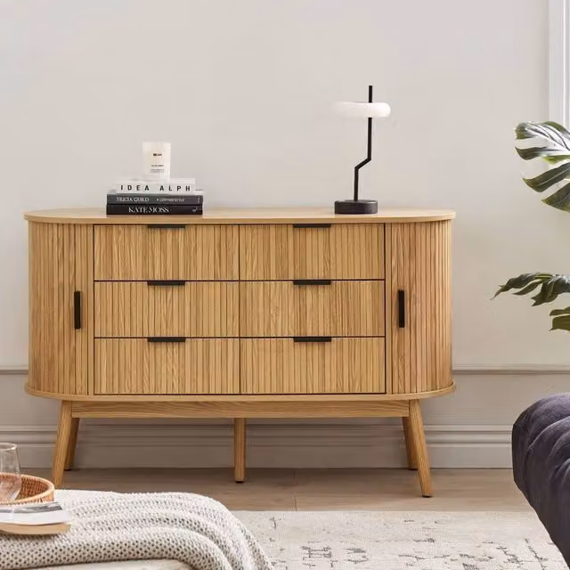 Wyld and Coco 6-Drawer Chest in Brown with Solid Pine Legs, W/D/H: 75 x 40 x 75 cm – 1
