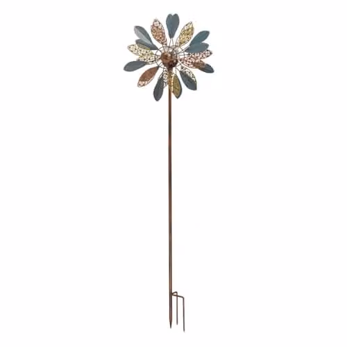 mysmartbuy Daisy Wind Spinner with Solar Powered Multicolour LED Crackle Glass Globe, H 130 x W 38 x D 17 cm – 2