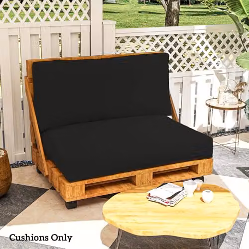 Outsunny 2 Seater Pallet Furniture Cushions in Black, 20 cm Thick with Removable Washable Covers – 6