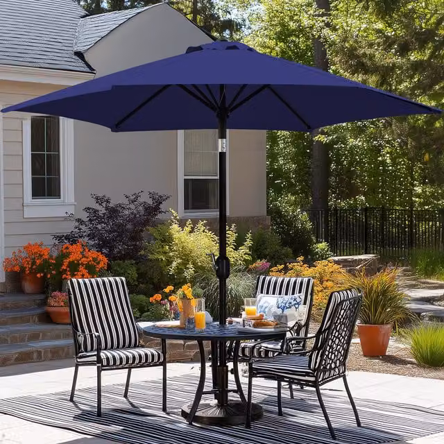 Yaheetech Adjustable Blue Patio Umbrella with 6 Ribs, Diameter: 241 cm