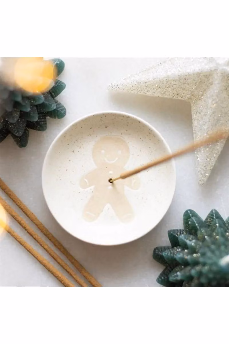 KDMD Gingerbread Man Ceramic Incense Stick Holder in White and Beige – 3