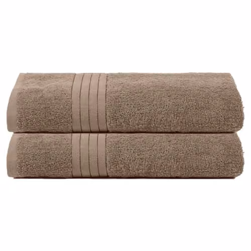 OHS 2 Pack of 100% Cotton Terry Bath Sheets in Beige and Brown – 1