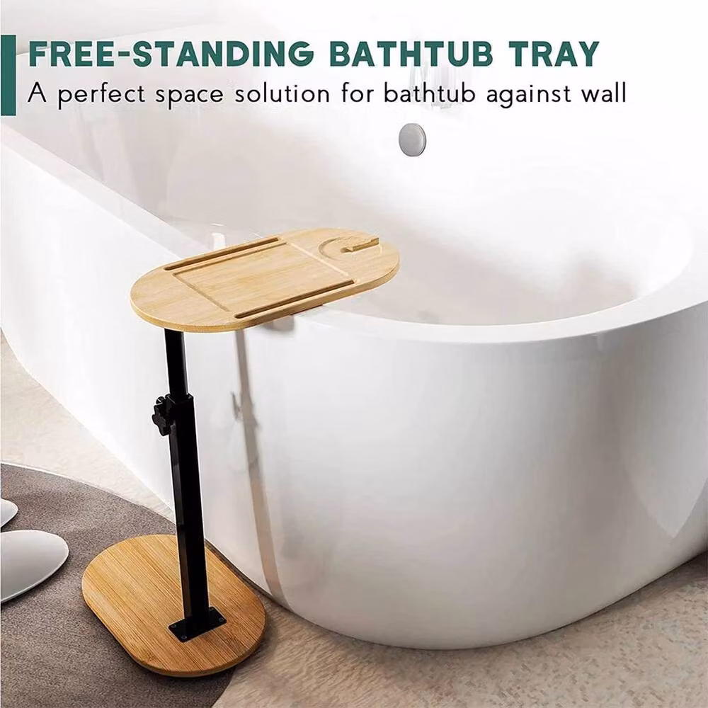 Korvixa Natural Bamboo Free Standing Bathtub Tray Side Table – 3