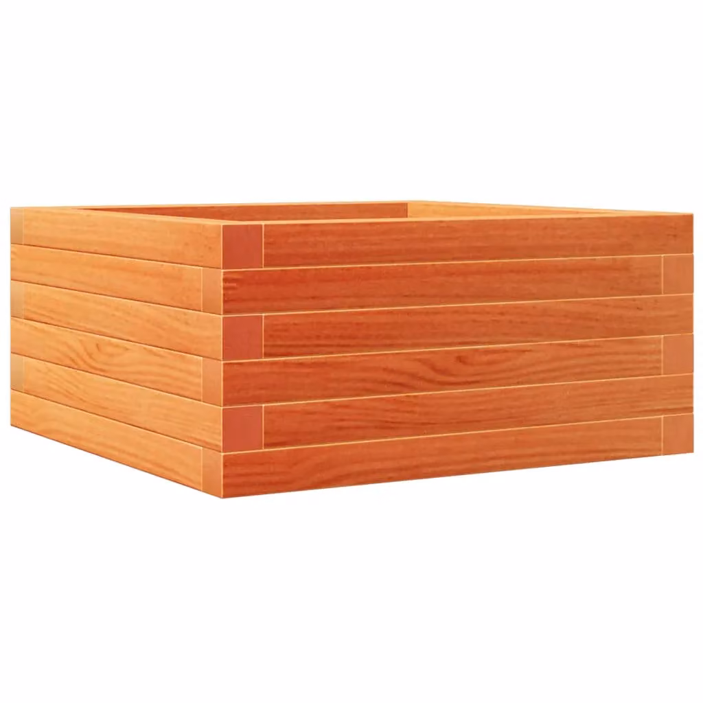 Berkfield Home Garden Planter Tub in Wax Brown Solid Wood, W/D/H: 50 x 50 x 23 cm – 2