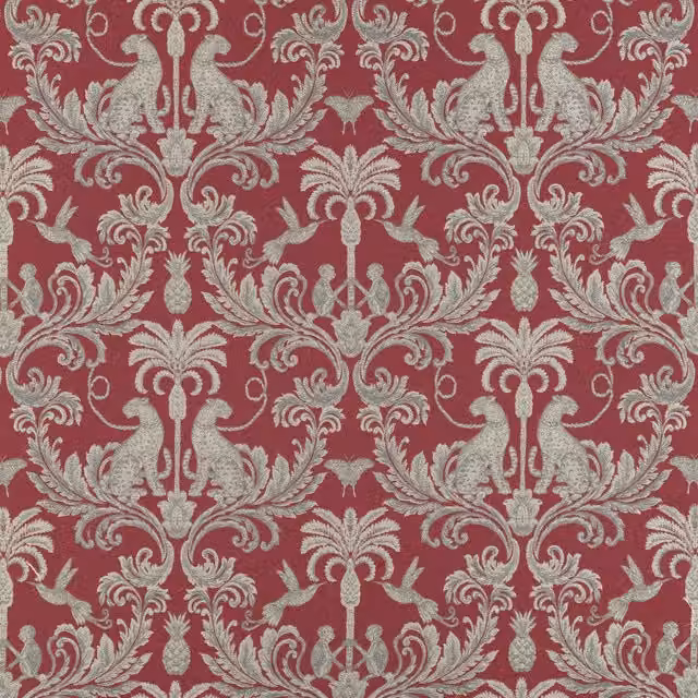 Terrys Pantera Fabric Rosso Red Art Deco Polyester Fabric