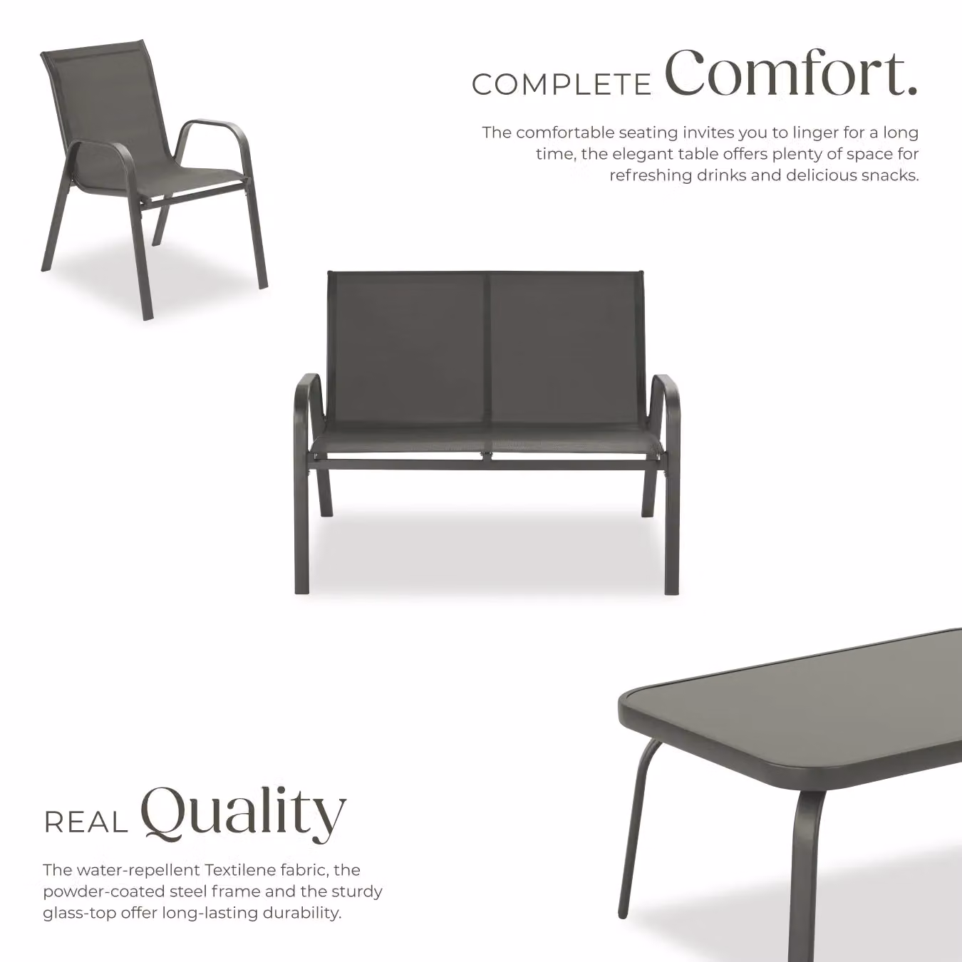 tectake Nora Modern Garden Furniture Set in Grey for 4 People – 3