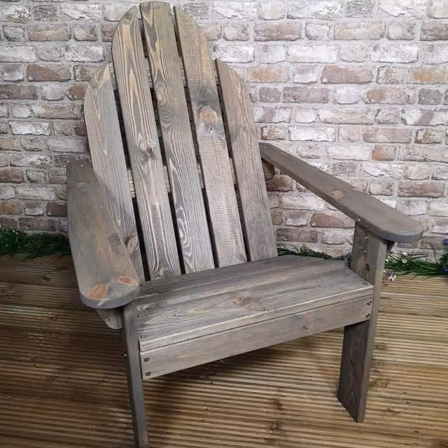 Samuel Alexander Grey Spruce Wood Adirondack Garden Relaxing Chair