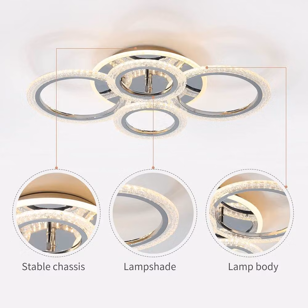 Garwarm Modern 58W Dimmable LED Ceiling Light with 4 Acrylic Rings in White – 2