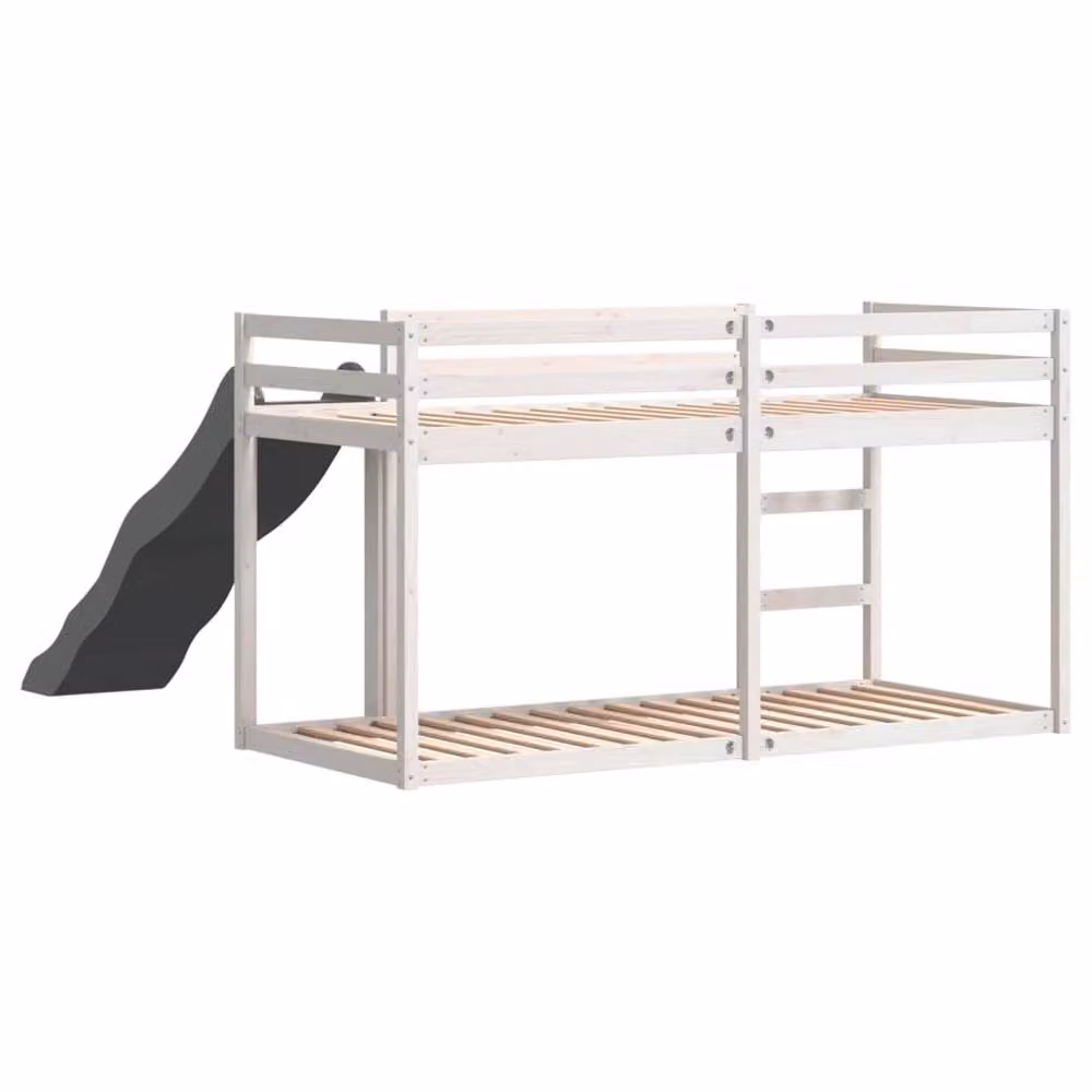 Berkfield Home White Solid Wood Bunk Bed with Slide and Ladder for Children, W/D/H: 90 x 200 cm – 3