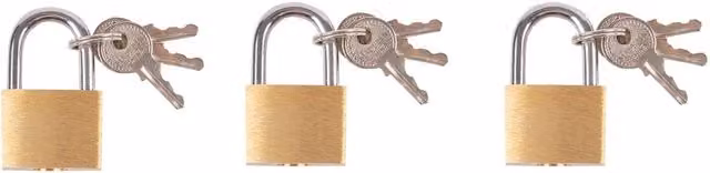Blackspur Brass Padlocks, Pack of 3, Gold/Yellow, 2 cm