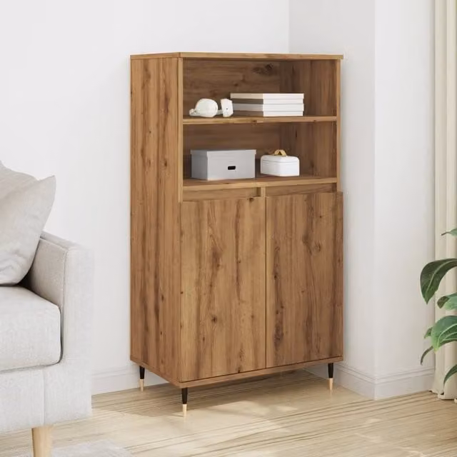 Berkfield Home Artisan Oak Highboard in Brown, W/D/H: 60 x 36 x 110 cm – 1