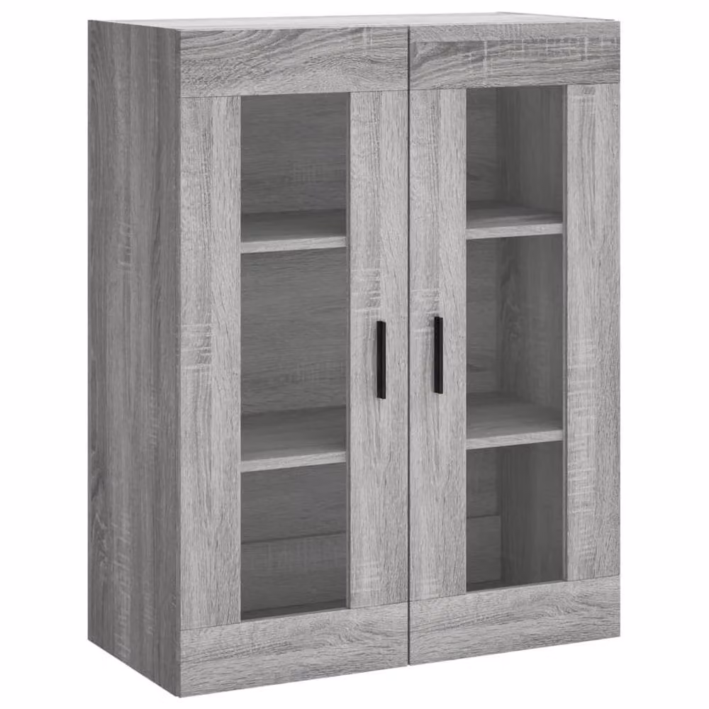 Berkfield Home Set of 2 Wall Mounted Cabinets with Glass Doors in Grey Sonoma Matt Finish – 4