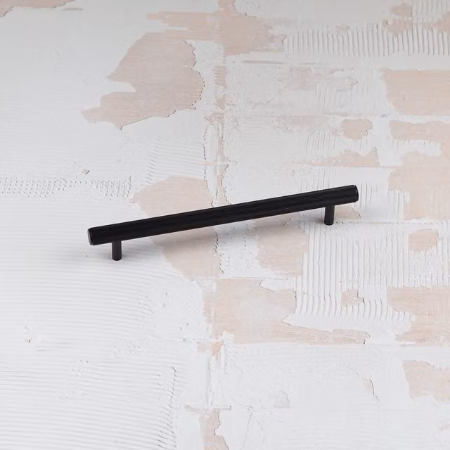 Handle & Home Matt Black Grooved Textured Aluminium Bar Cabinet Handle