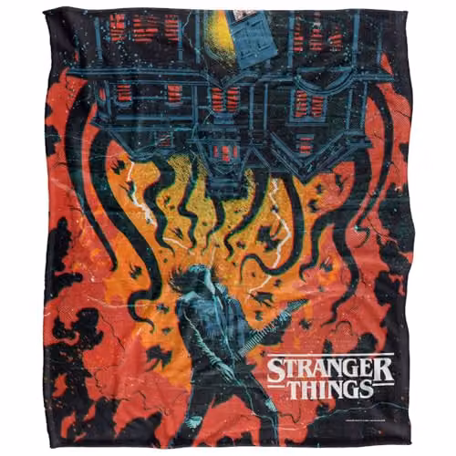 Stranger Things Eddie Munson Upside Down Creep House Poster Fleece Throw Blanket, White, W/D/H: 152 x 127 cm – 6