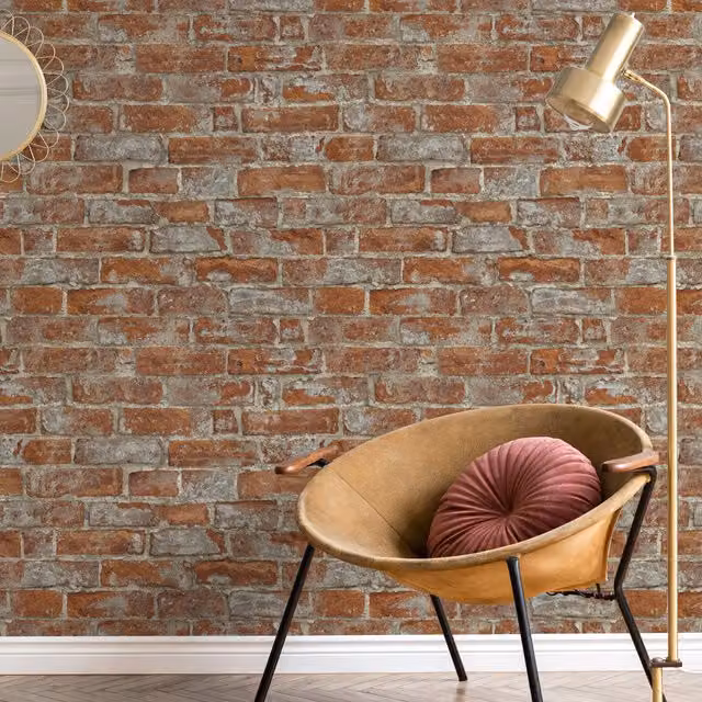 Erismann Modern Red Realistic House Brick Vinyl Non-Woven Wallpaper Roll