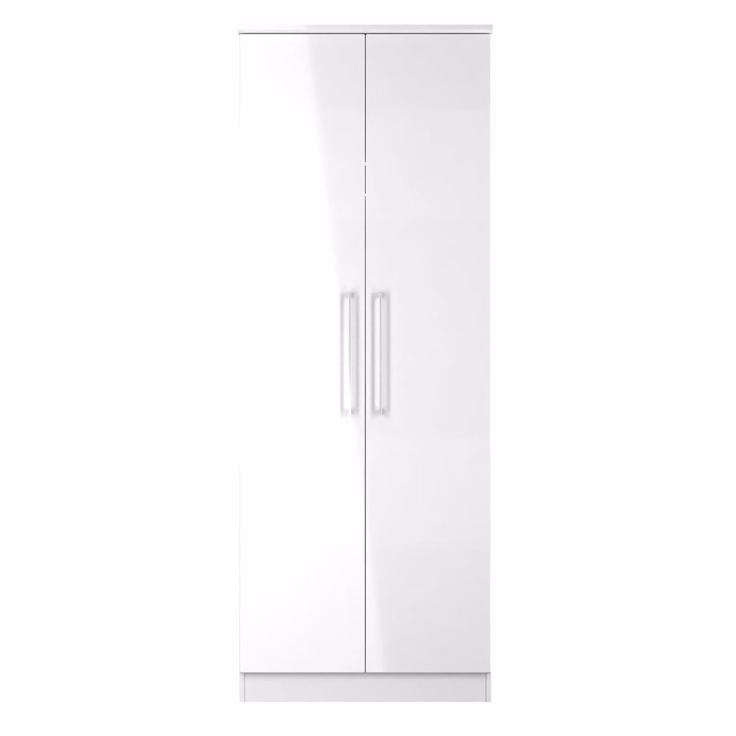 Ready Assembled 2 U Lyon Tall Plain Double Wardrobe in White with Integrated Lighting – 2