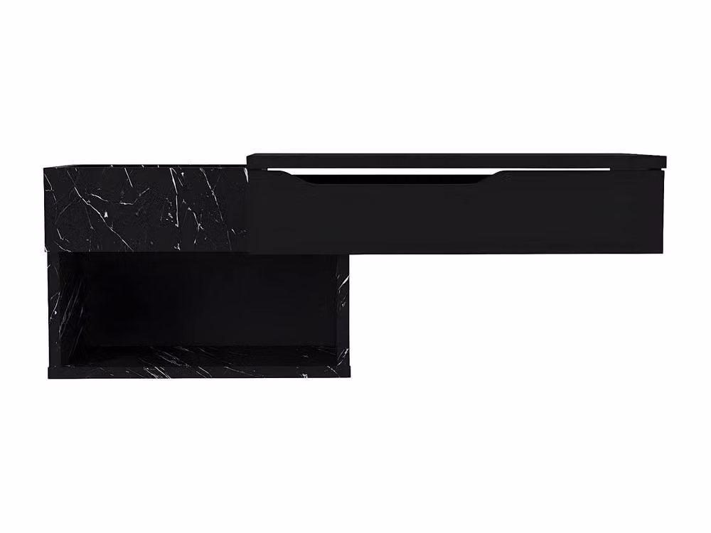 Vente-unique Hanging Console with 1 Drawer and 2 Niches in Black Marble Effect, W/D/H: 90 x 29.6 x 33.2 cm – 2