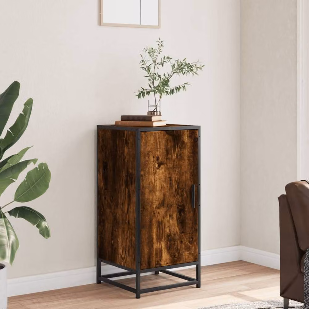 Berkfield Home Industrial Sideboard in Smoked Oak and Brown, W/D/H: 35.5 x 35.5 x 76 cm – 3