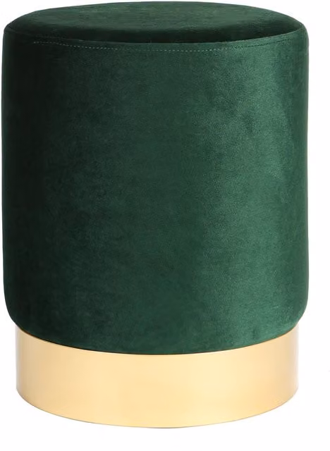 Harbour Housewares Round Velvet Pouffe in Green, W/D/H: 29 x 29 x 36 cm – 4