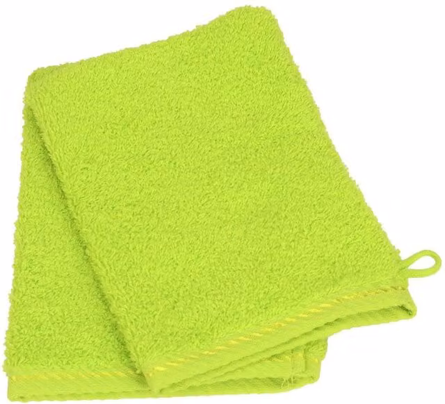 ARTG Green Satin Trim Fluffy Cotton Terrycloth Wash Glove