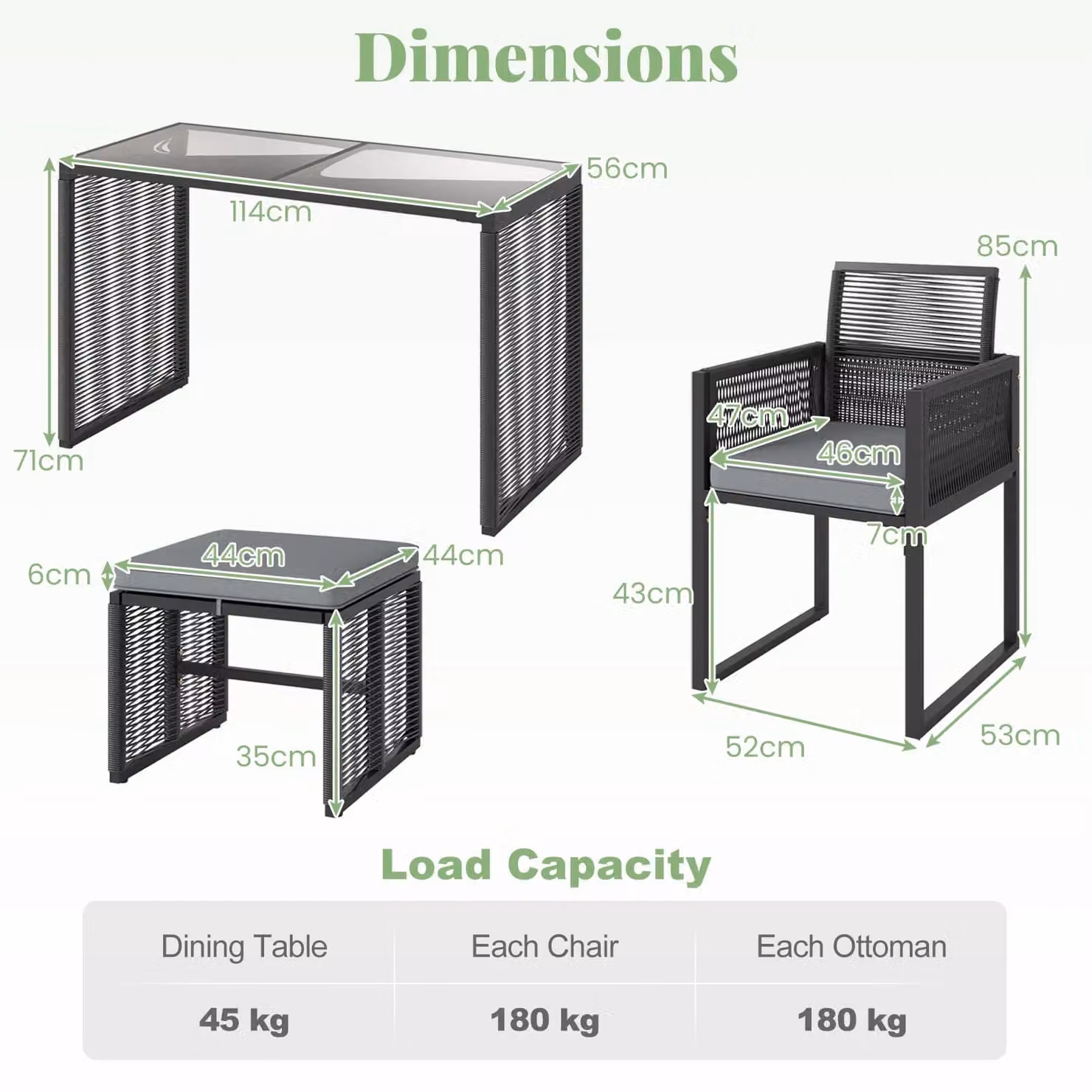 Costway 5 Piece Grey Polyrattan Outdoor Patio Dining Set with Glass Top Table – 2