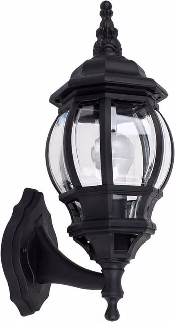 ValueLights Black Classic Outdoor Wall Lantern with Transparent Glass and IP44 Rating
