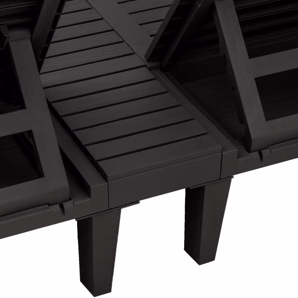 Berkfield Home Double Sun Lounger in Black Polypropylene, W/D/H: 155 x 138 x 83 cm – 6