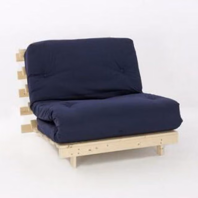 Comfy Living Navy Blue Premium Luxury Futon Sofa Bed with Solid Wood Frame, 75 x 190 cm