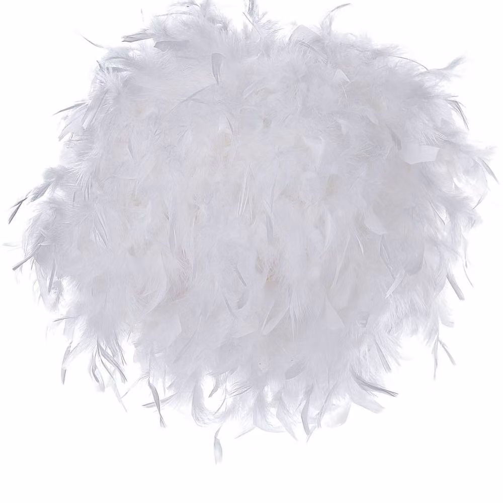 Wyld and Coco White Feather Round Pendant Lamp – 2
