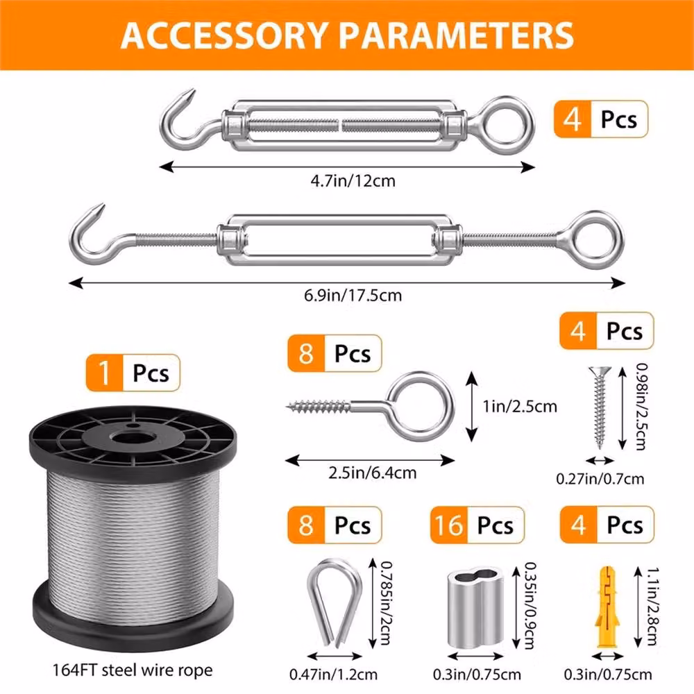 EONLION Silver Plastic Coated 304 Stainless Steel Cable Rope Kit, Length: 100 cm – 2